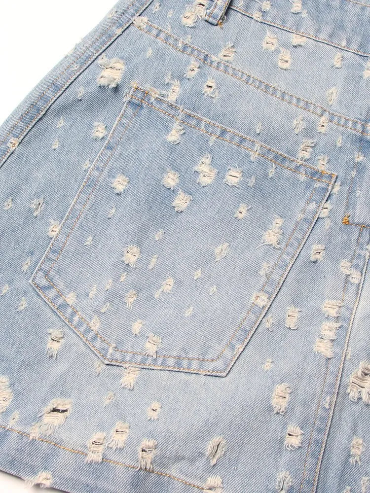Stilla | Distressed Denim A-line Kjole