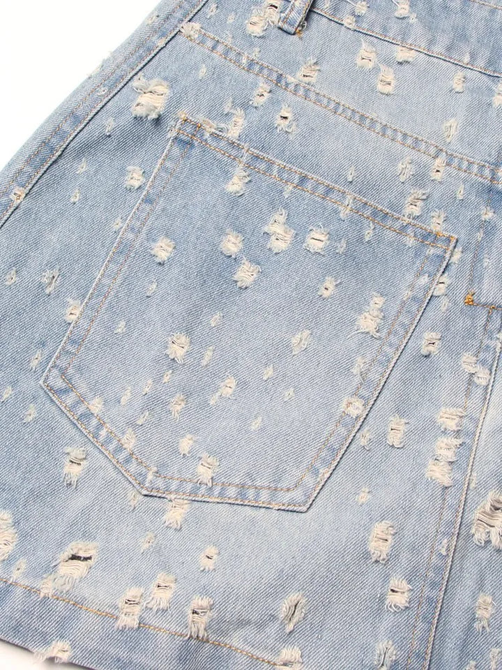 Stilla | Distressed Denim A-line Kjole