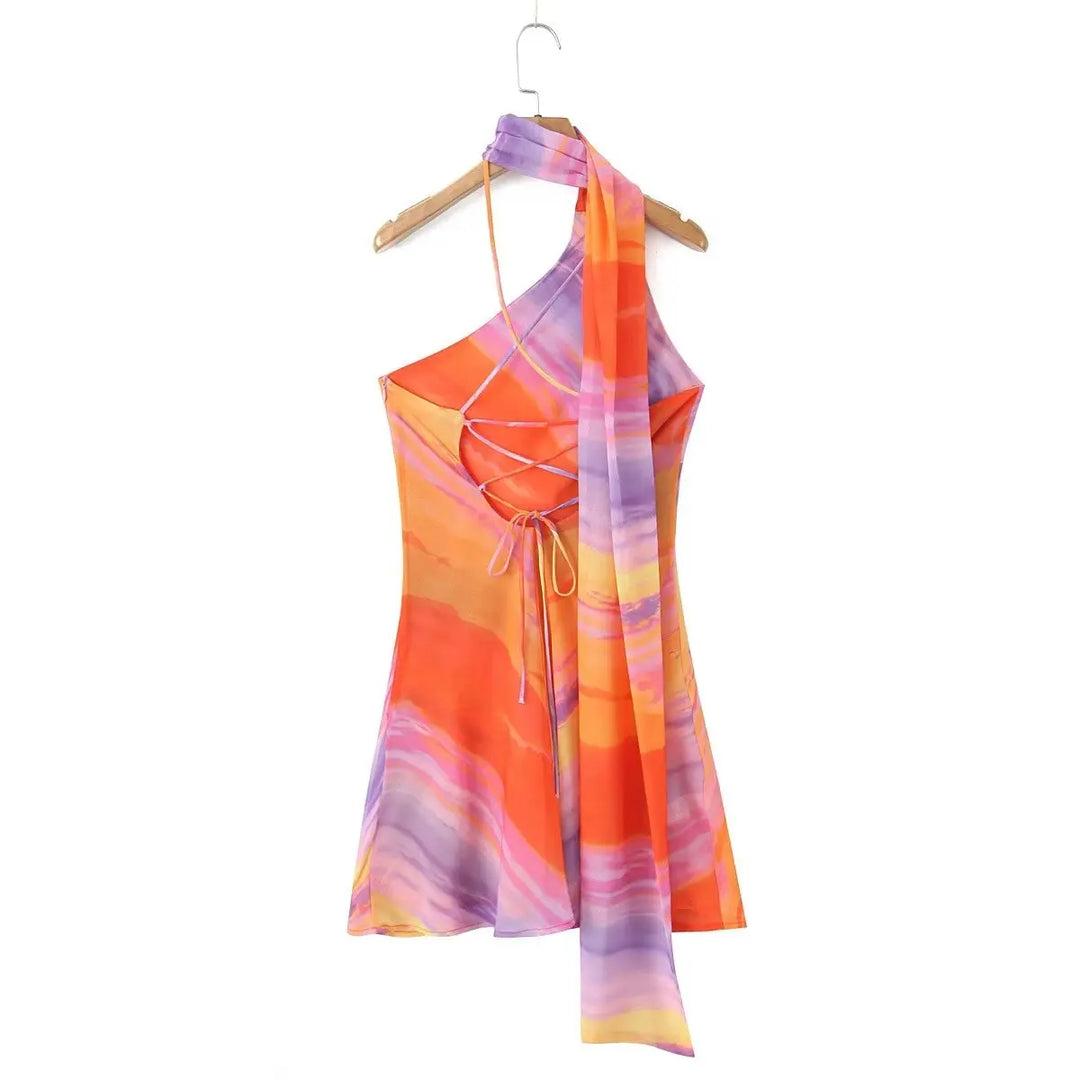 Stilla | En Skulder Orange Gradient Kjole