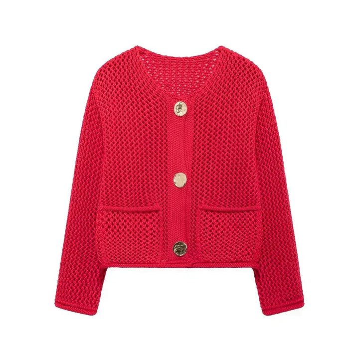 Stilla | Mesh Strik Jakke med Frontlommer