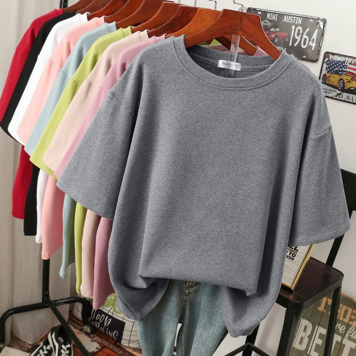 Stilla | Kælentisk Bomulds Basic: Plus Size T-shirt Til Damer
