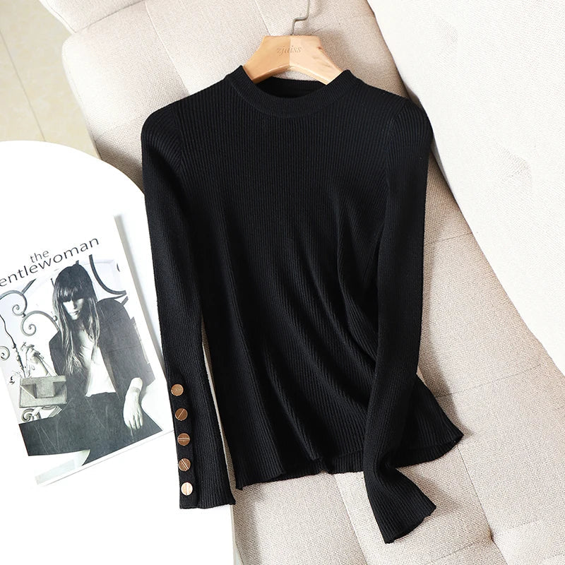 Stilla | Pullover Af Grov Maskevarer Med Knapper Til Kvinder
