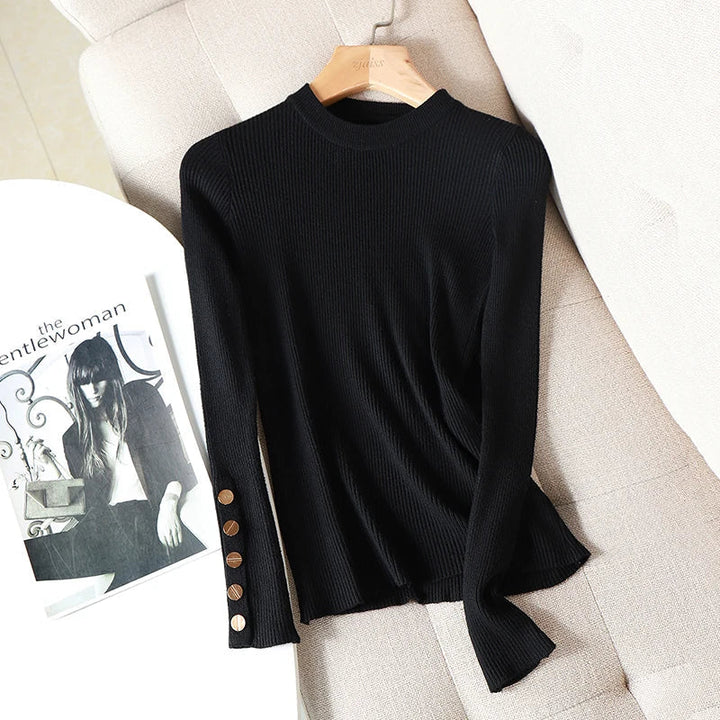 Stilla | Pullover Af Grov Maskevarer Med Knapper Til Kvinder