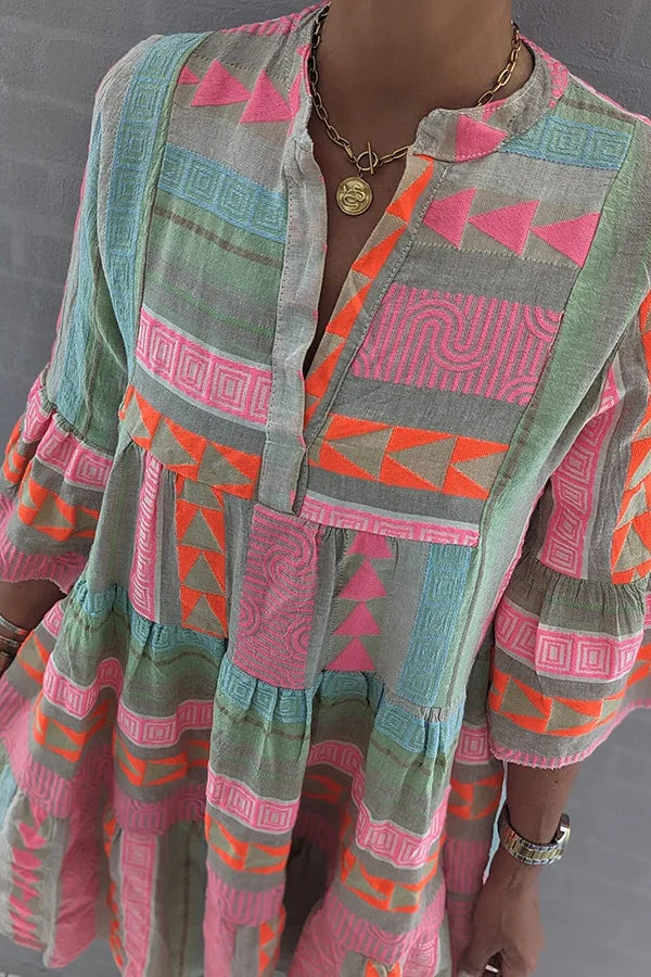 Stilla | Vintage Boho Kjole Med Klokkeærmer