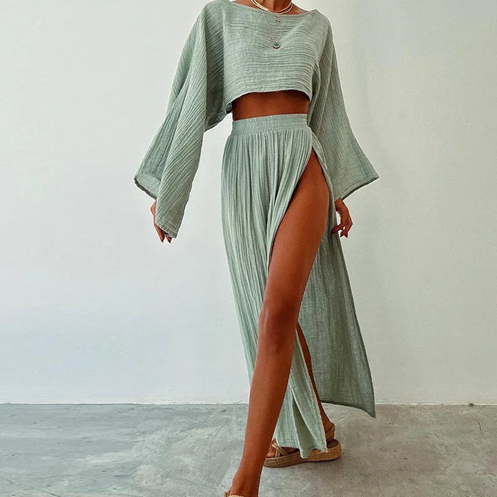 Stilla | Elegant To-delt Outfit Med Høj Slids