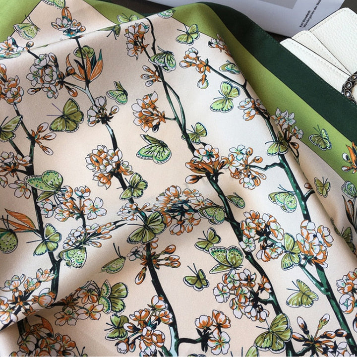 Stilla | Square 100% Silke Chic Blomst Dekoration Kvinder