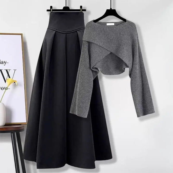Stilla | Sæt bestående af sweater og nederdel i fransk strik