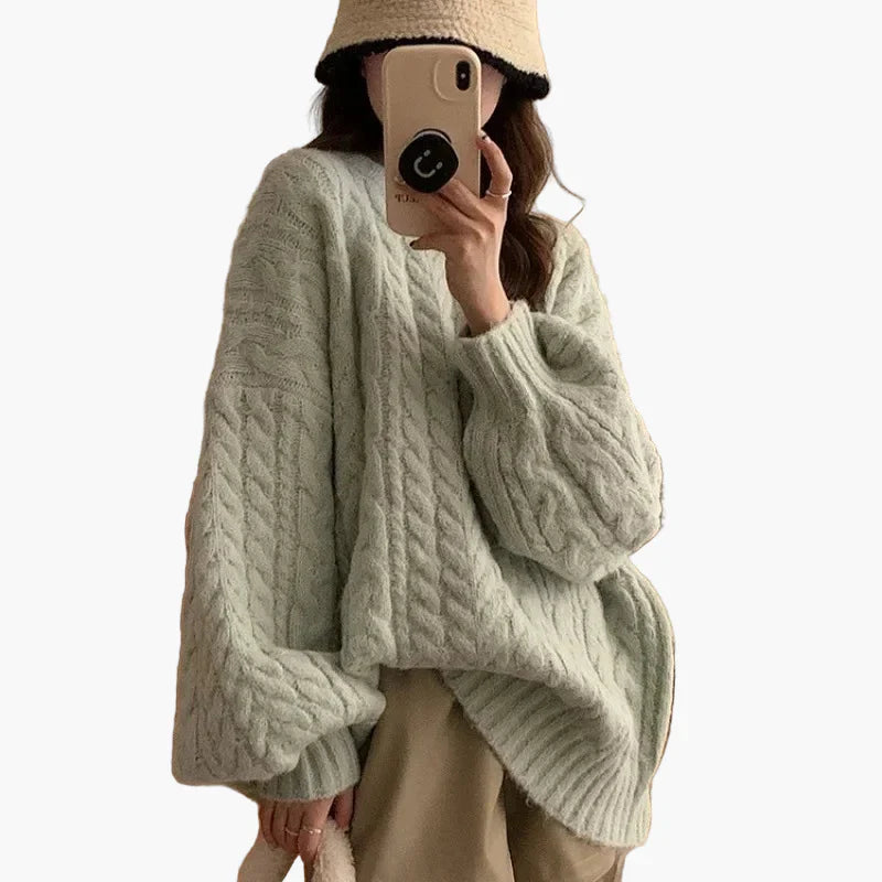 Stilla | Oversize Strikpullover I Løst Koreansk Stil - Behagelig Hverdagslook