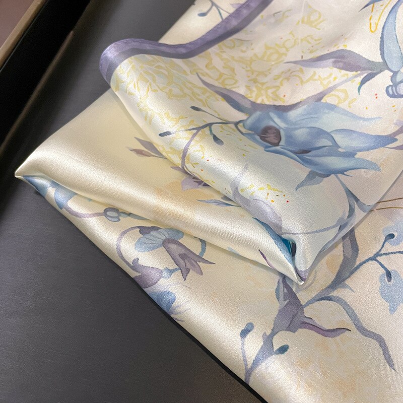 Stilla | 100% Silke Kunstnerisk Blomst Firkant Til Kvinder