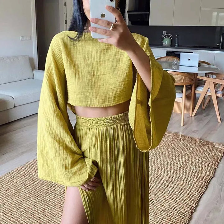 Stilla | Elegant To-delt Outfit Med Høj Slids