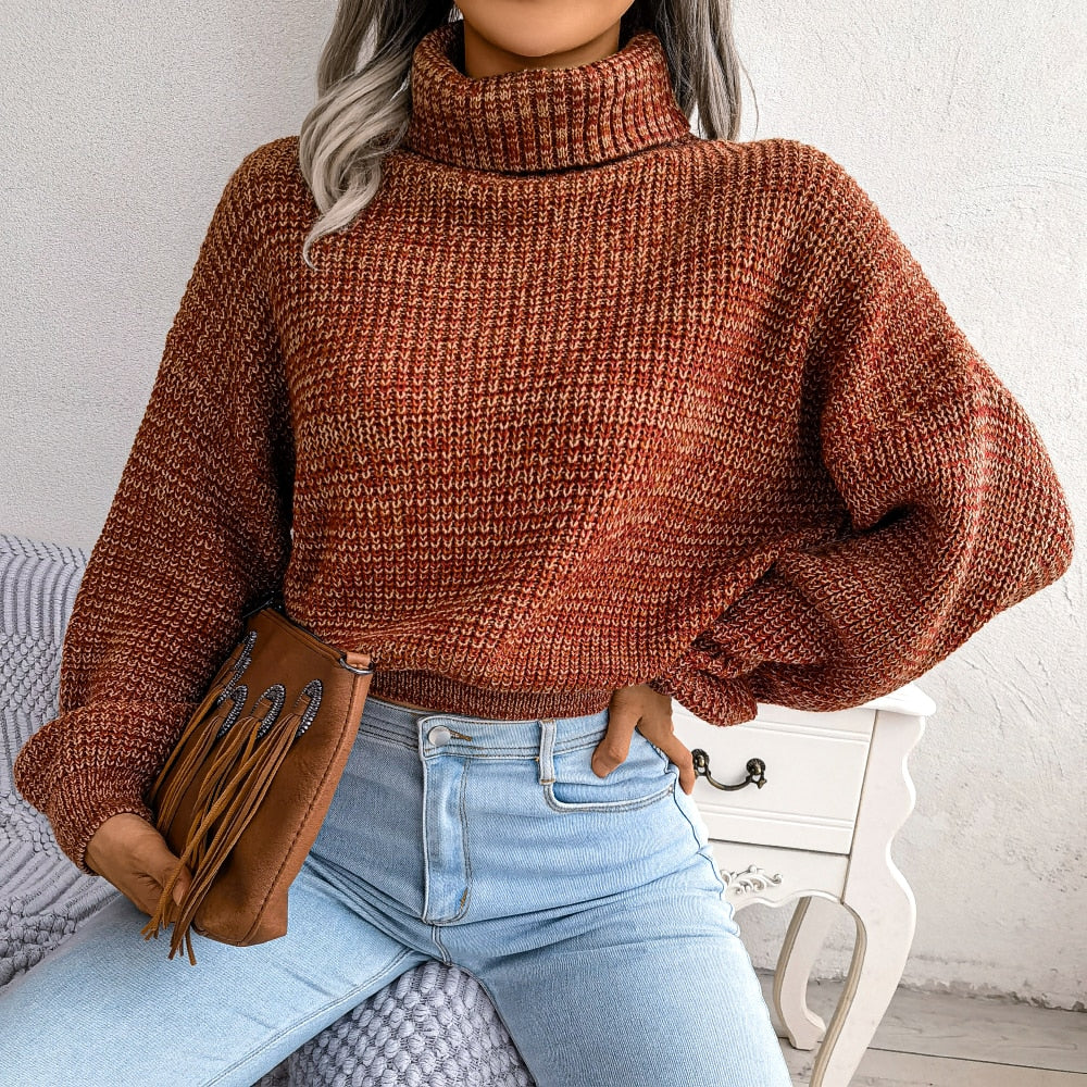 Stilla | Strikket, Løs Pullover Med Turtleneck Til Damer