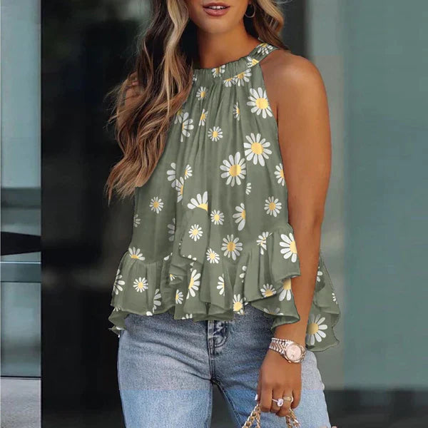 Stilla | Without Sleeves Top Med Ståkrave Og Rynker