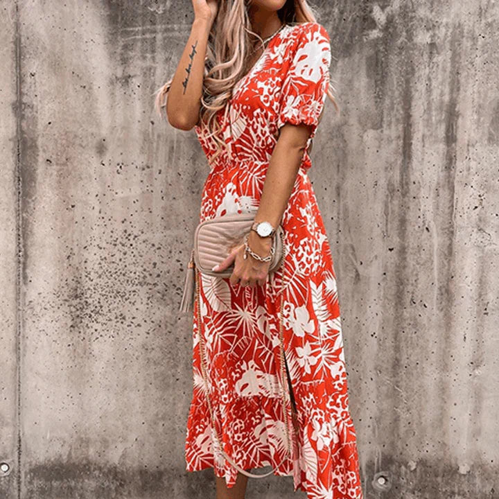 Stilla | Blomsterprint Kjole Med Slidser