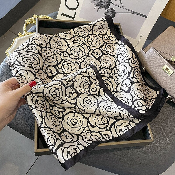 Stilla | 100% Silke Firkantet Pink Sort Og Hvid Kvinder