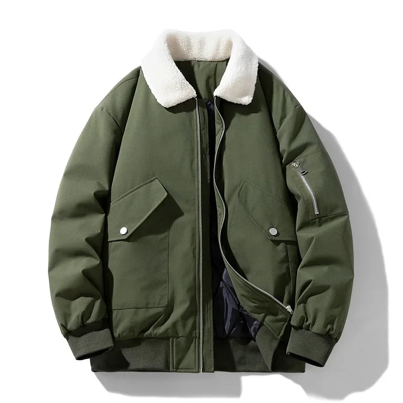 Stilla | Vinter Bomberjakke med Modest Lamb Pels Krave - Casual Stil til Kolde Dage