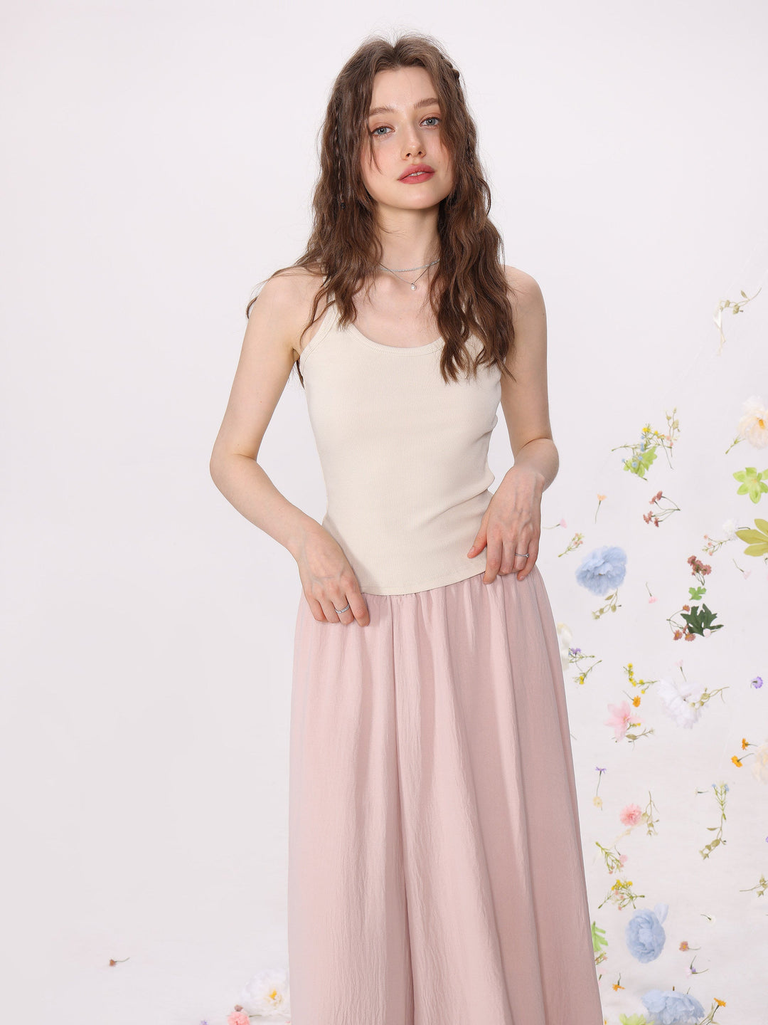Dame Strik Cami Tank Top Enfarvet Slim Fit