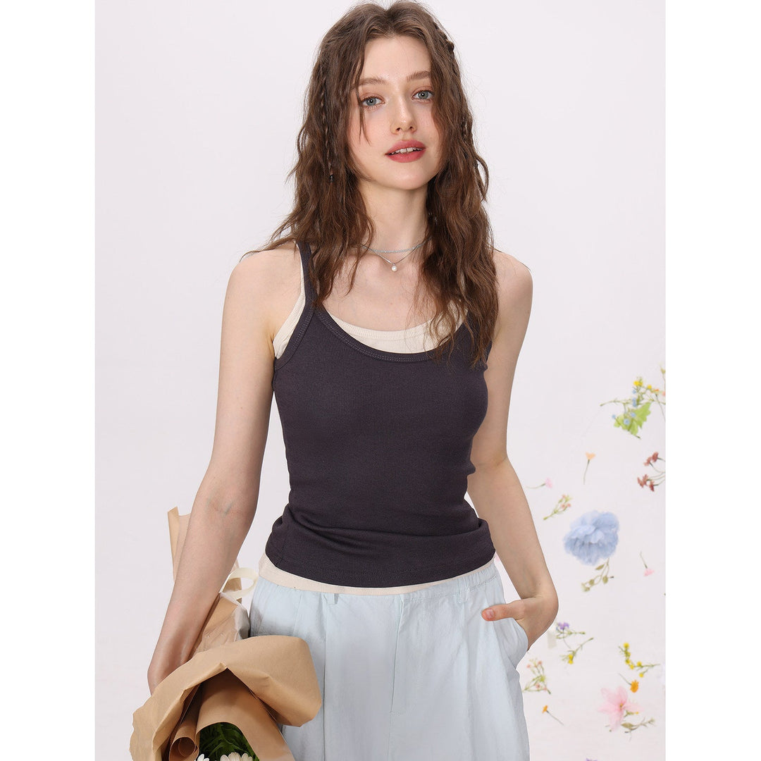 Dame Strik Cami Tank Top Enfarvet Slim Fit