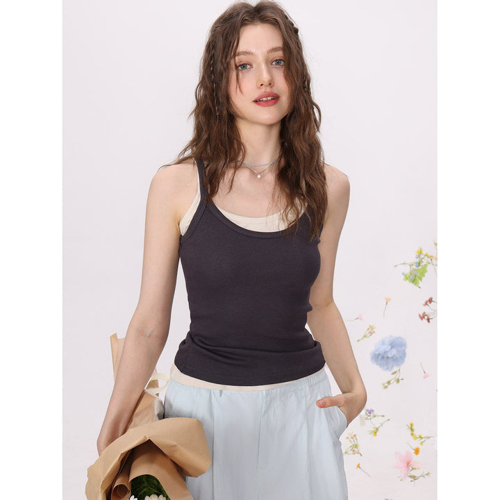 Dame Strik Cami Tank Top Enfarvet Slim Fit