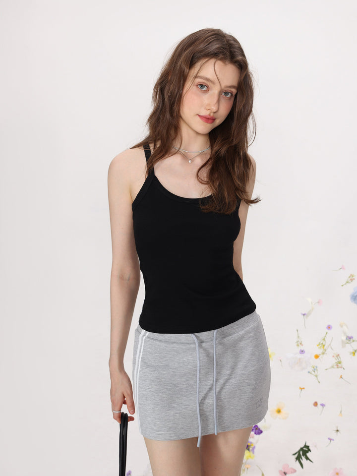 Dame Strik Cami Tank Top Enfarvet Slim Fit