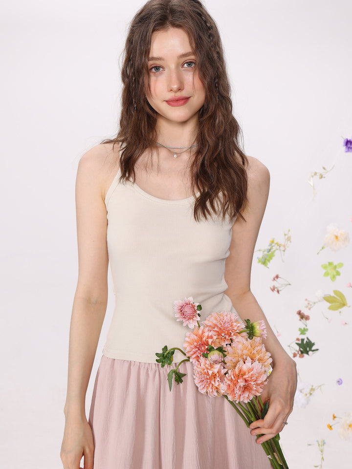 Dame Strik Cami Tank Top Enfarvet Slim Fit