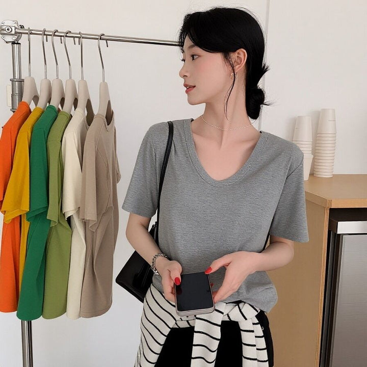 Dame Basic Korte Ærmer T-Shirt Løs Slim Fit