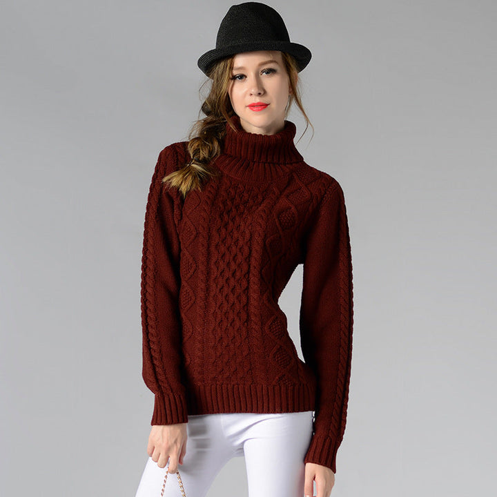 Stilla | Dame rullekrave sweater med lange ærmer og kabelstrik