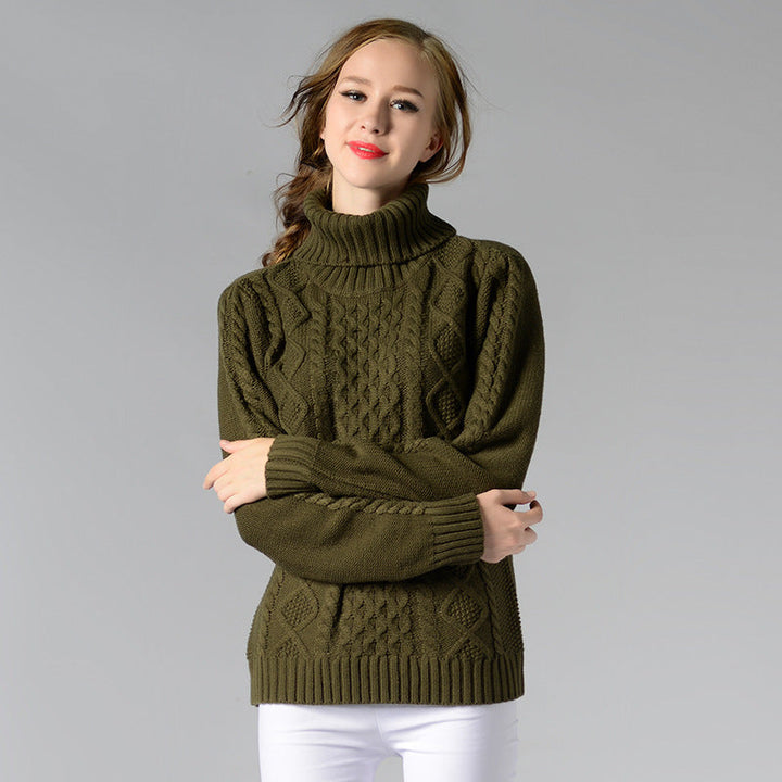 Stilla | Dame rullekrave sweater med lange ærmer og kabelstrik