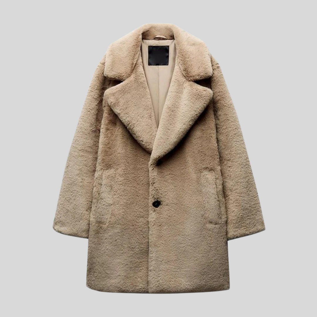 Stilla | Frakke Plus Size Pasform Blød Teddy Fuld Bred Jakke Krave