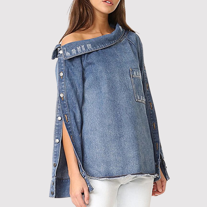 Stilla | Asymmetrisk Jeansbluse til Damer