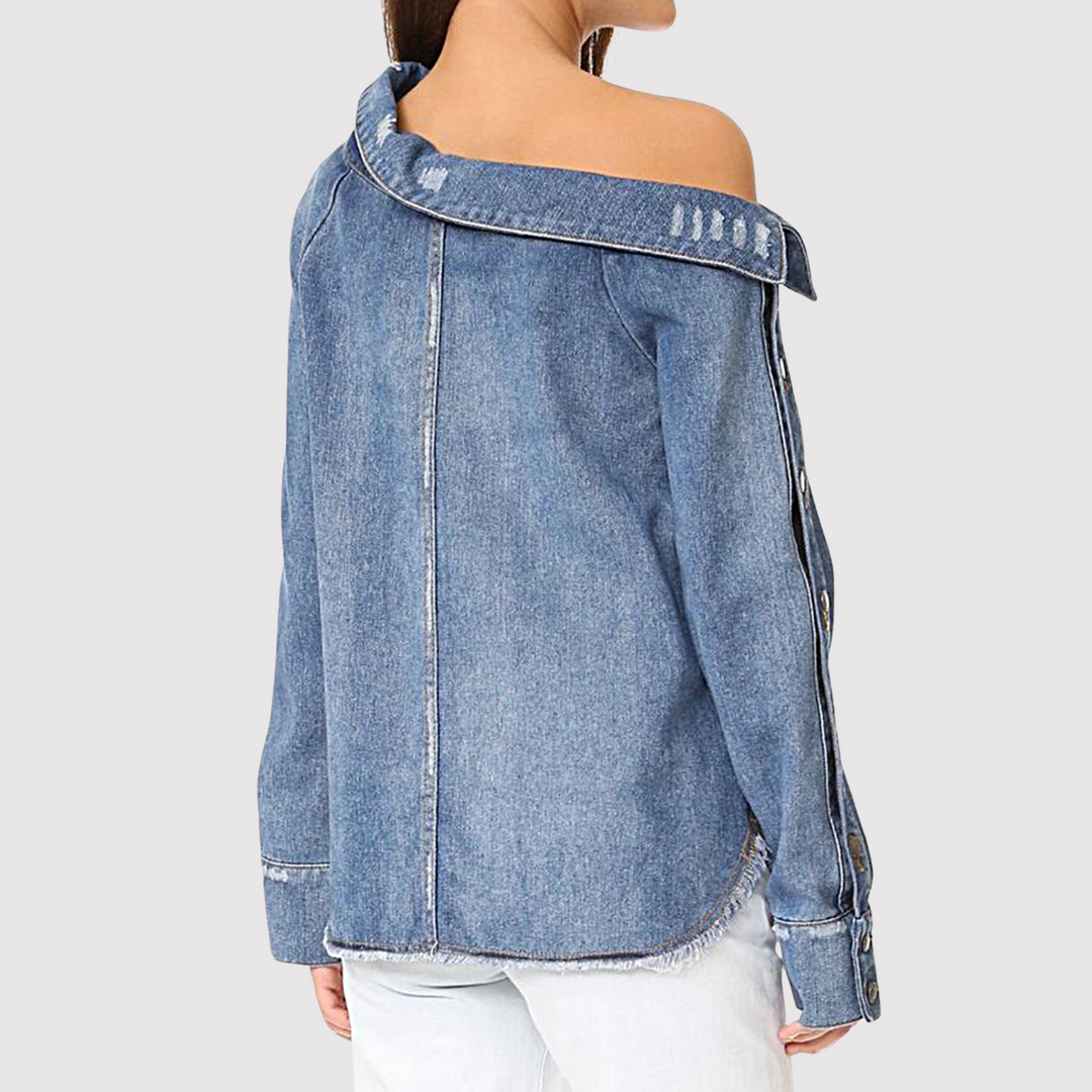 Stilla | Asymmetrisk Jeansbluse til Damer