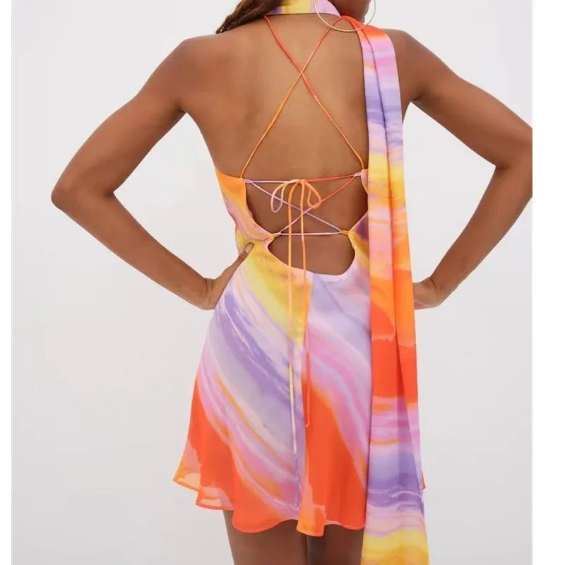Stilla | En Skulder Orange Gradient Kjole