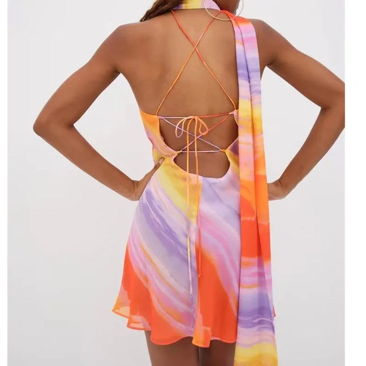 Stilla | En Skulder Orange Gradient Kjole