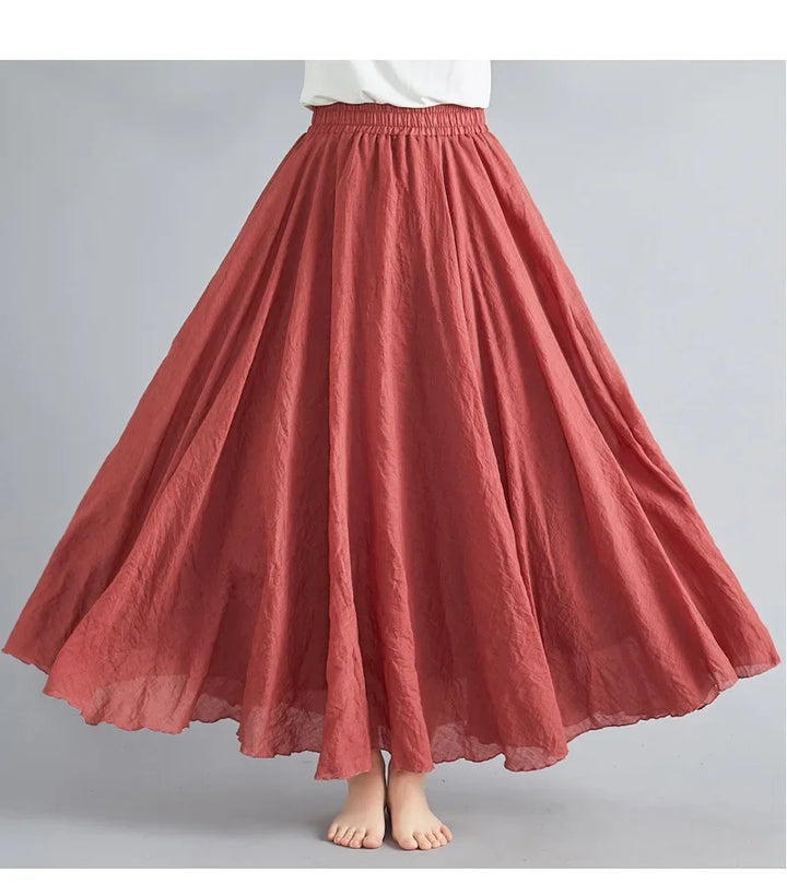 Stilla | Mode Bomulds Linned Tøj Kvinder Nederdele Maxi Y2k Elegant Strand Saia Ropa Mujer Afslappet Kjole Boho Lang Nederdel Faldas Harajuku