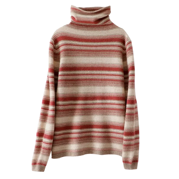 Stilla | Rullekrave Sweater I Retro-Stribemønster - Mode Vinter Sweater til Hverdag & Fritid
