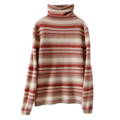 Stilla | Rullekrave Sweater I Retro-Stribemønster - Mode Vinter Sweater til Hverdag & Fritid