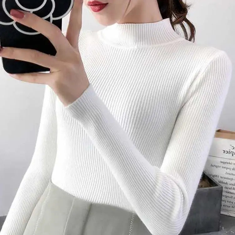 Stilla | Efterår Stehkragen Dame Pullover Vintage Basic Solid Strikoverdele