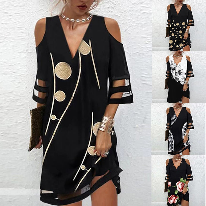 Stilla | Sexy Bodycon Off Shoulder V-hals Mini Kjole