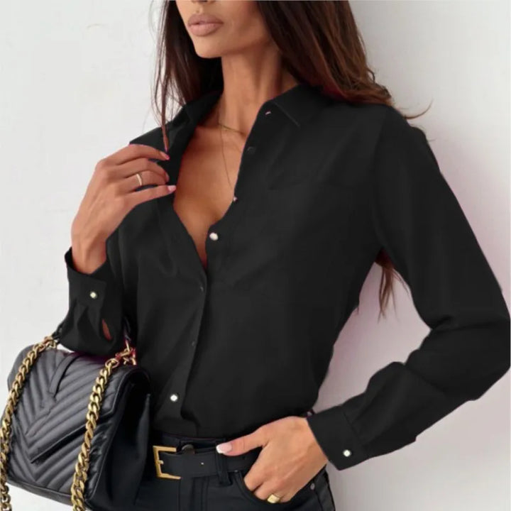 Stilla | Elegant Chiffonbluse Med Lange Ærmer