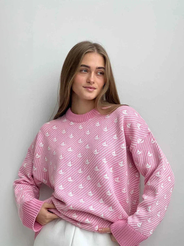 Stilla | Dame sweater i elegant trykt strikvarer