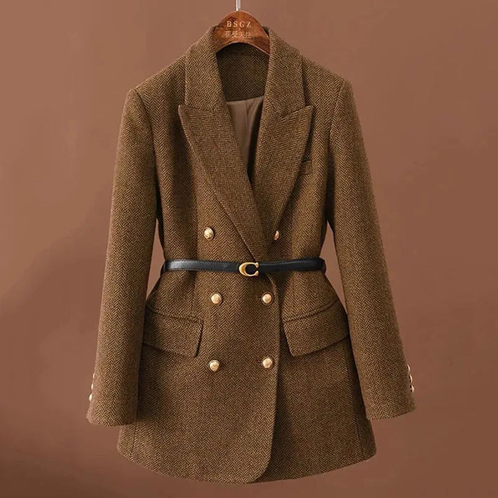 Stilla | Luksuriøs, Taljeret Frakke I Tweed