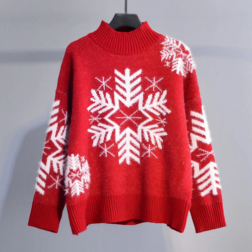 Stilla | Varmer Pullover med rullekrave i strik med sneboldbroderi til damer