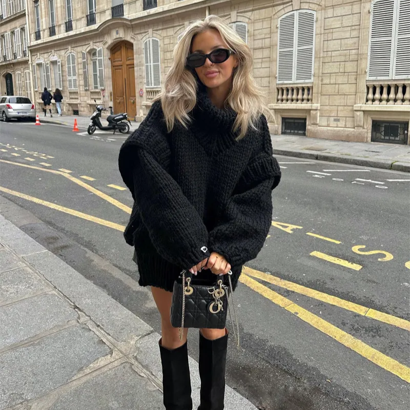 Stilla | Oversized rullekrave sweater med lange ærmer