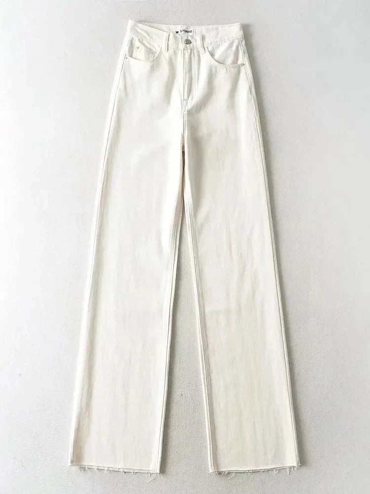 Stilla | Bred Jeans Med Høj Talje