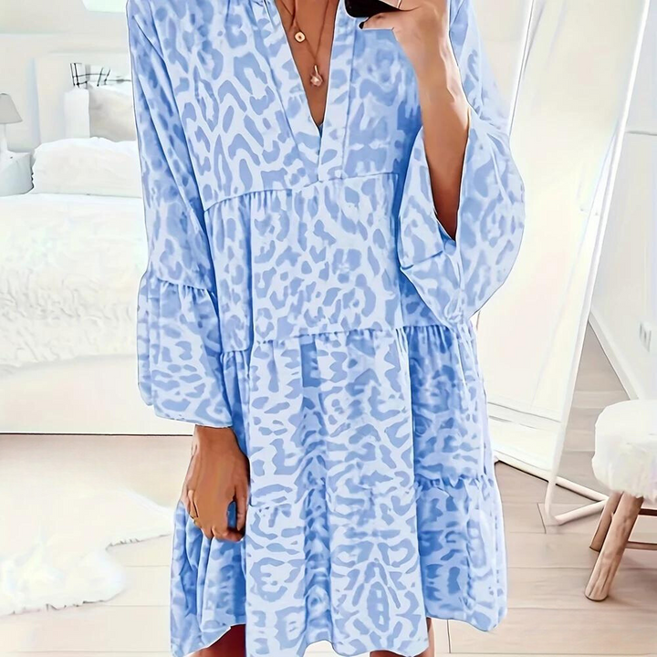 Stilla | Boho Kjole Med Leopardprint Til Kvinder, Stor Størrelse