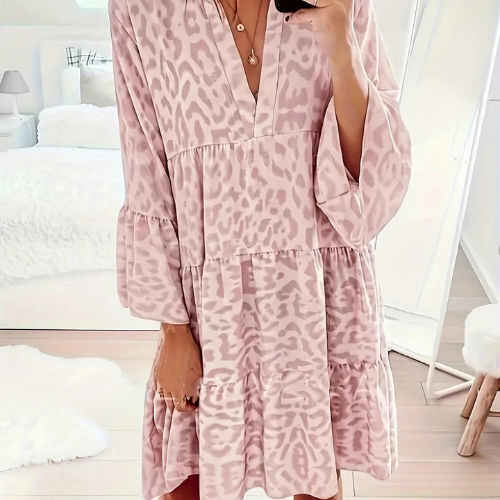 Stilla | Boho Kjole Med Leopardprint Til Kvinder, Stor Størrelse
