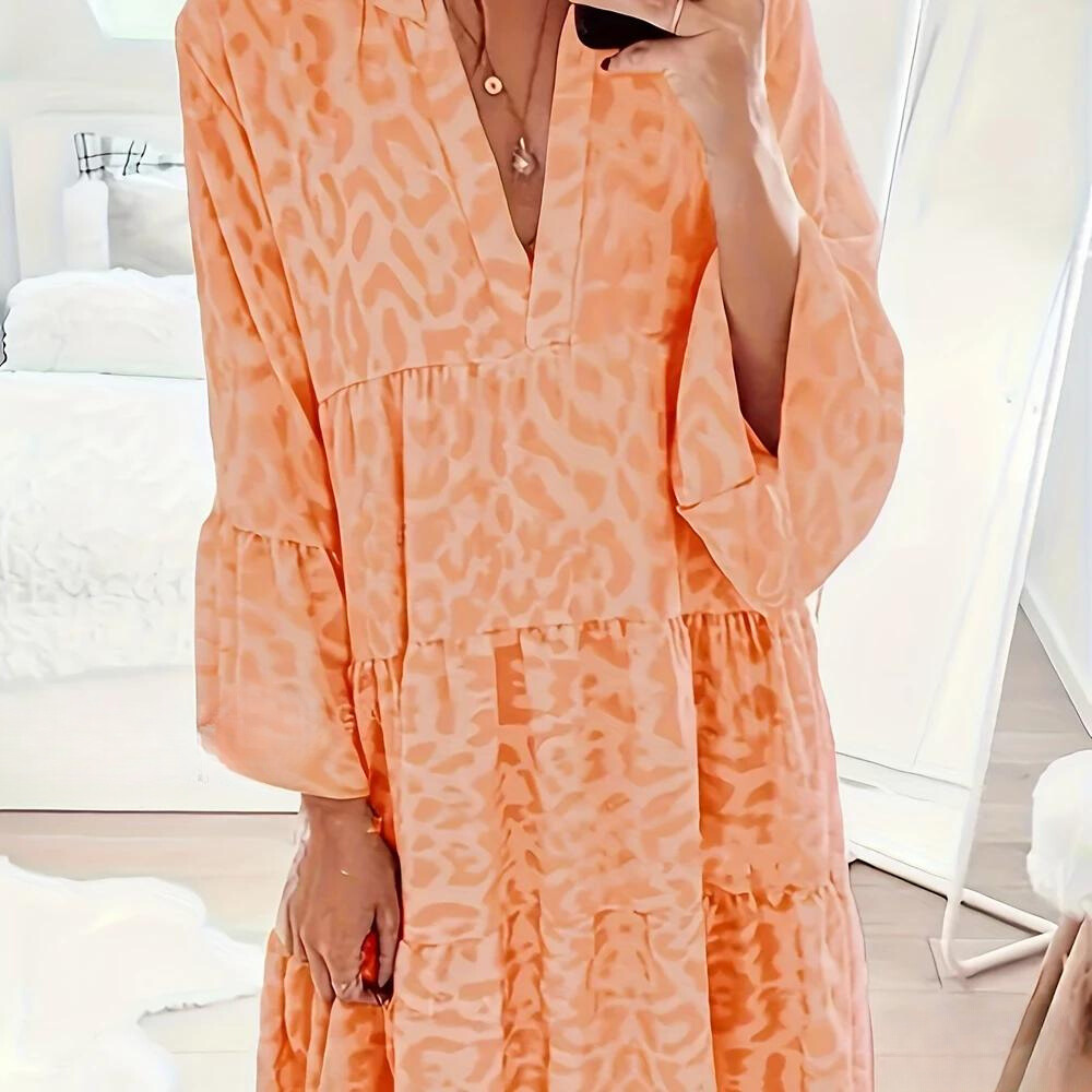 Stilla | Boho Kjole Med Leopardprint Til Kvinder, Stor Størrelse