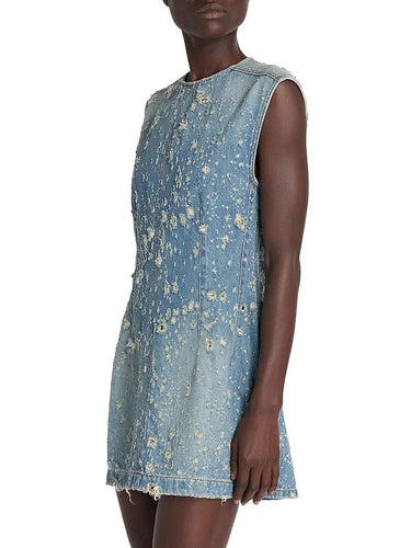 Stilla | Distressed Denim A-line Kjole
