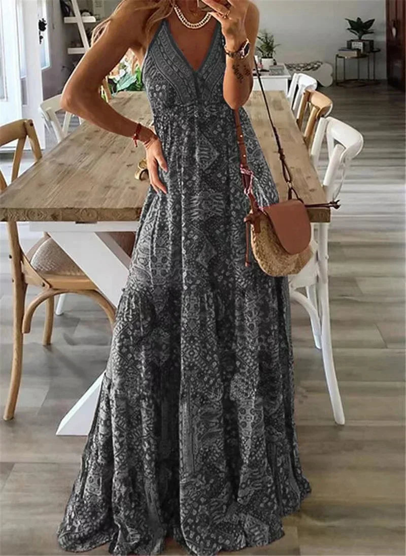 Stilla | Maxi Kjole Med Boho Print