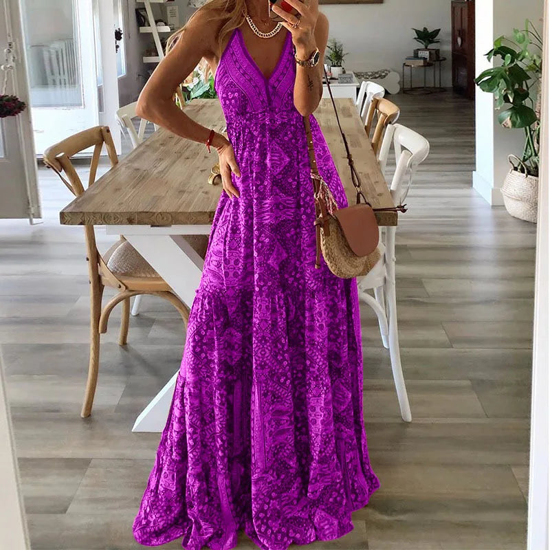 Stilla | Maxi Kjole Med Boho Print