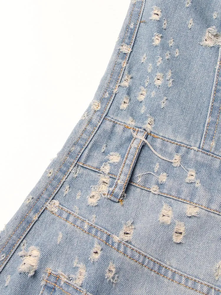 Stilla | Distressed Denim A-line Kjole